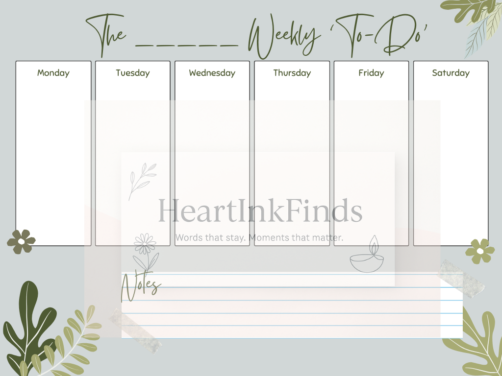 🌿 Olive Green Organic Floral Chore Chart.