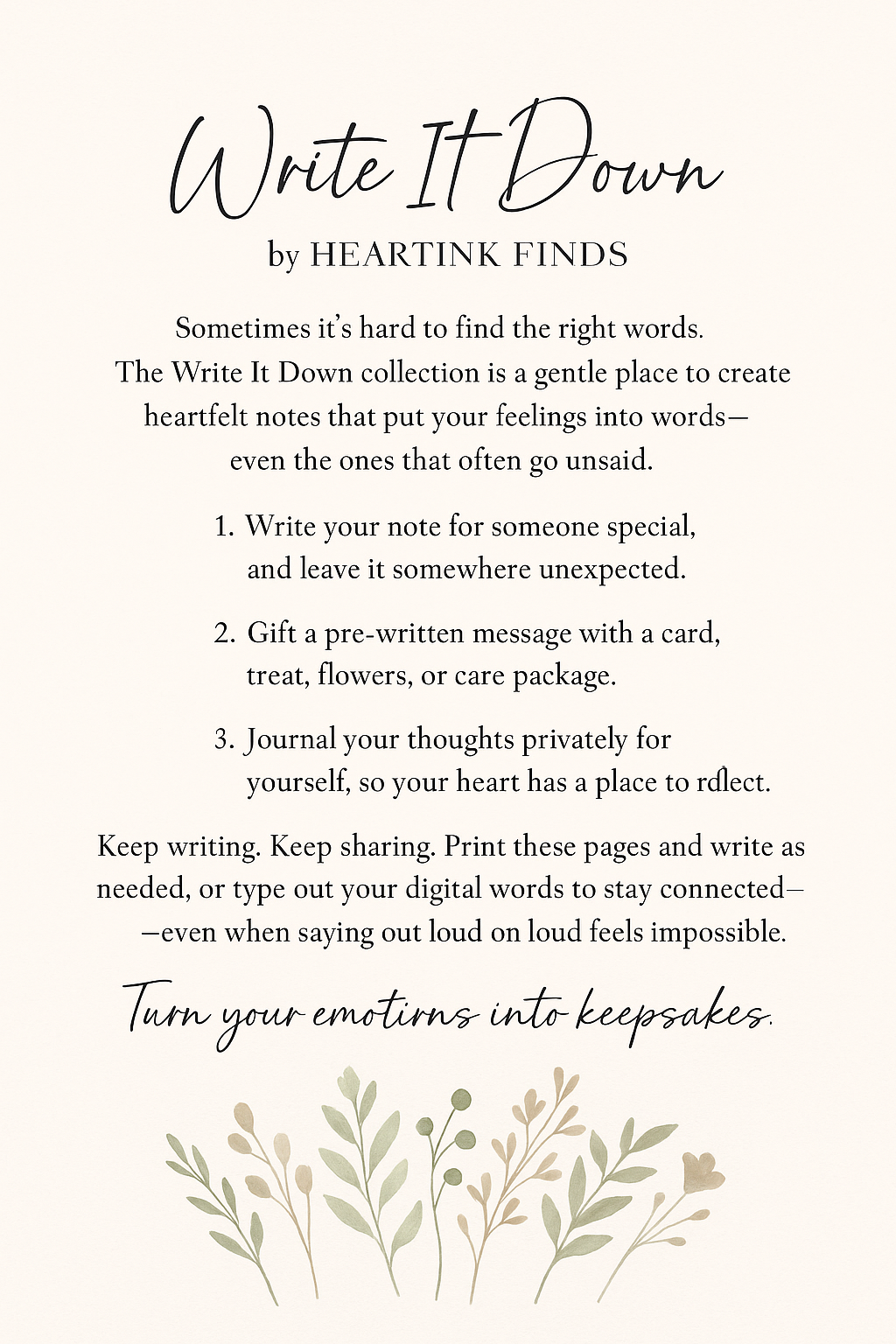 ✍️ Write It Down Collection – Heartfelt Notes for Every Emotion