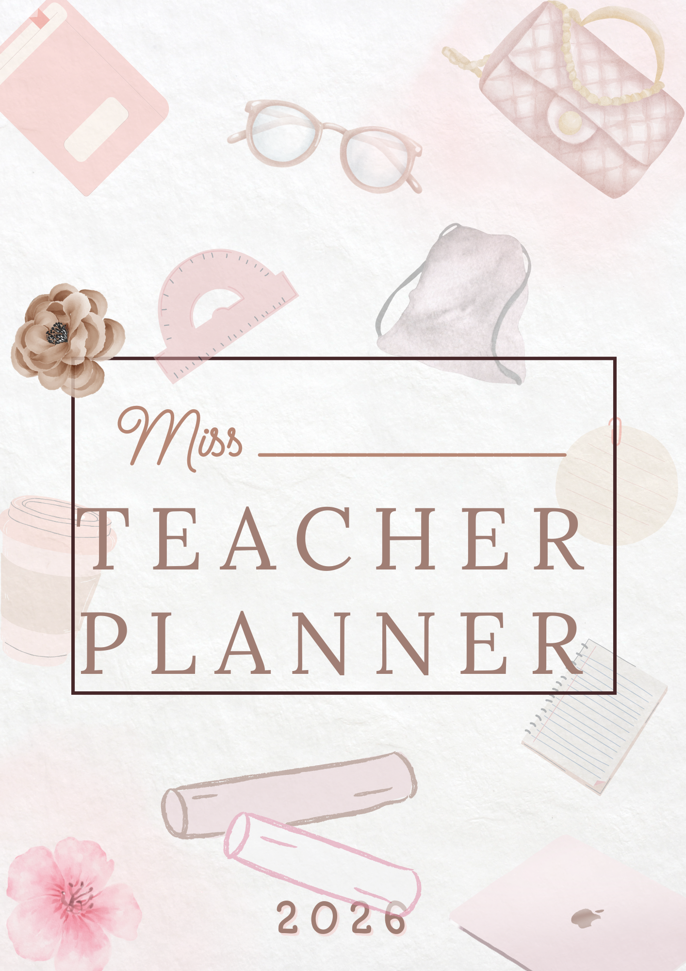 Teacher Planner 2026 – Minimalist Rainbow Design for Lesson Plans & Goals