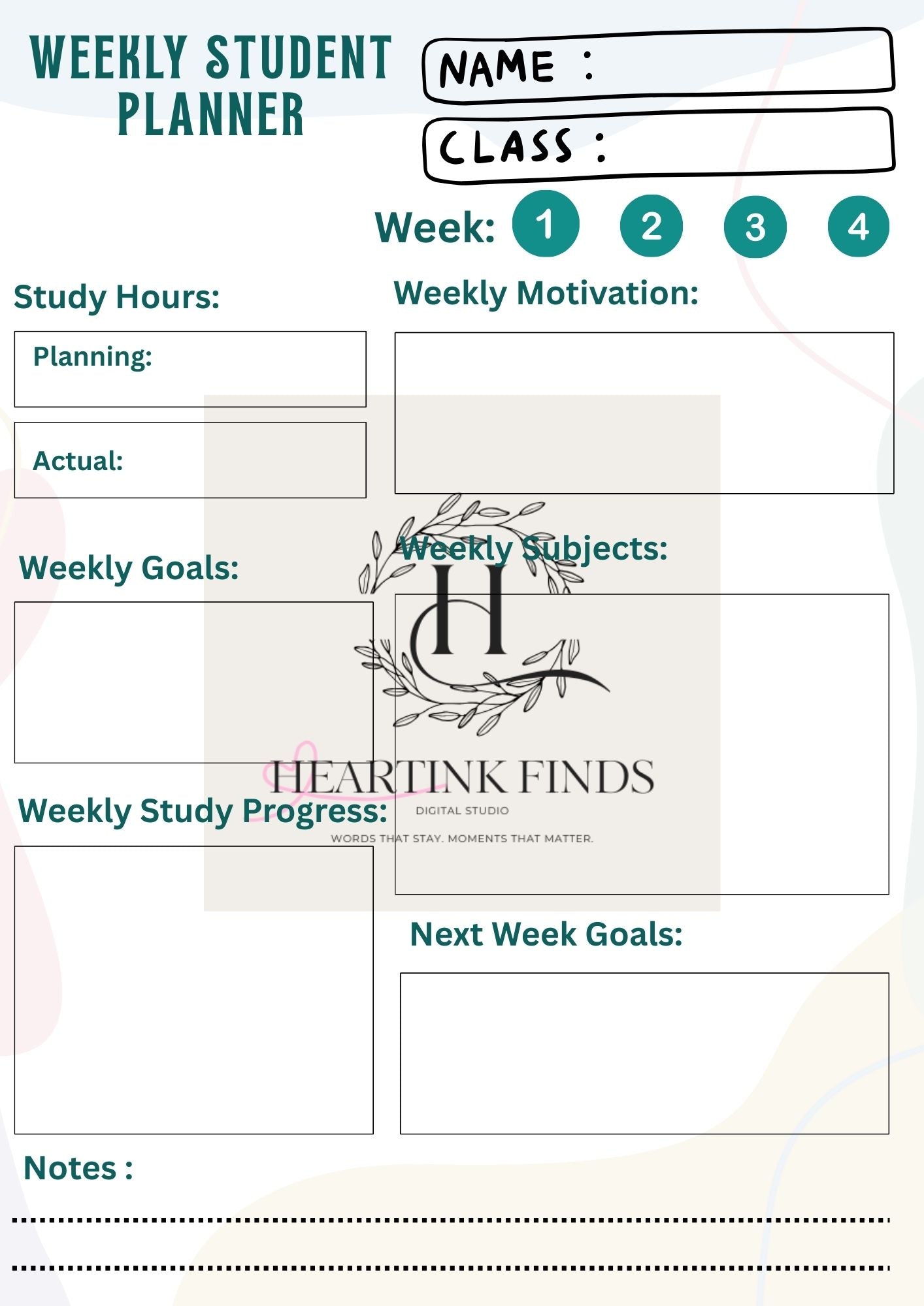 Student Planner 2025 – Cute Printable Academic Planner | Digital Download